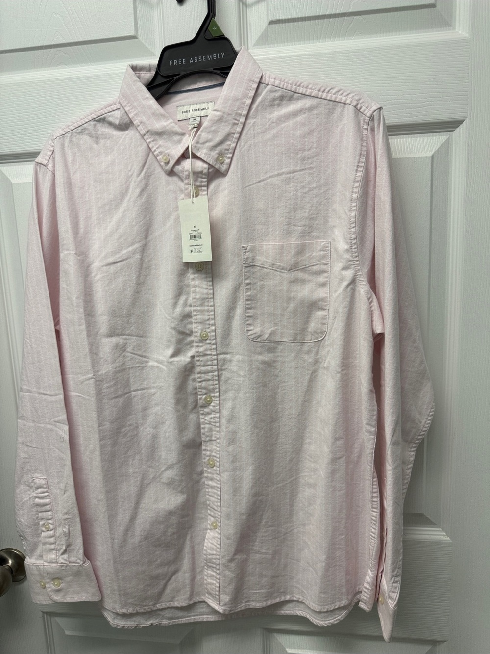 Free Assembly Men's Light Pink Button-Down Casual Shirt
